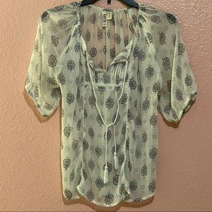 Mudd Love Peace Happiness Sheer Blouse Size XL